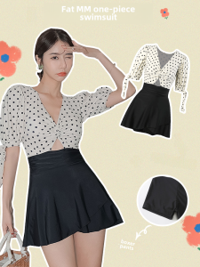 Conservative Style Thermal Spring One-Piece Swimsuit Women plus Size Slimming Skirt Design Ultra-Fairy Flat-Bottomed Briefs