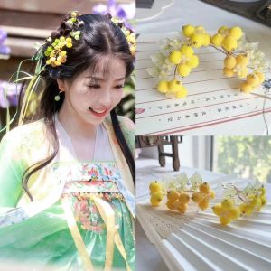 Ling MiaoMiao Cosplay Costume Set Night Sky River Hair Accessories Hanfu Fake Hair Headwear Hairband Set for Women