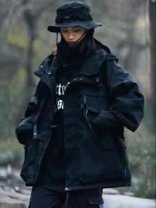 AOGZ | Loose American Style Couple Jackets Spring Autumn Outdoor Functional Hooded Windbreaker Workwear Coat For Men And Women