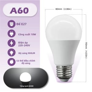 1-10 Gói Bóng Đèn LED E27 Có Thể Điều Chỉnh Độ Sáng 220V Tiết Kiệm Năng Lượng 10W 15W 20W Đèn Chiếu Sáng Trong Nhà Màu Trắng Ấm Áp Trong Nhà