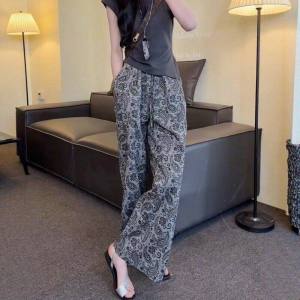 Elegant Designer Plus Size Retro Jacquard Trousers