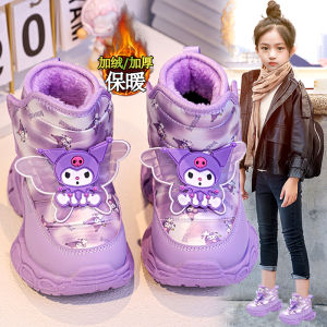 Kurumi Girls Snow Boots Winter Anti-Cold Warm Fur Leather Integrated Thick Cotton Shoes for Children 2025 New Arrival Princess Style