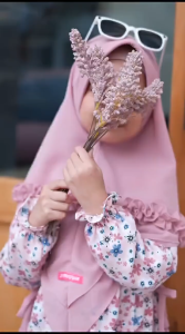 Gamis Anak Sumayyah Set Plus Hijab Syari Usia 3 Sampai 10 Tahun Bahan Shakila Mix Ceruty Babydoll