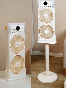【SG STOCK】 Nozzle Mist Cooling Fan Humidifier 3in1 3600mAh USB-C Quiet for Home Office Camping (Cream)