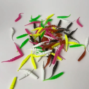 20PCS 4CM Floating Soft Fishing Lure TPE Needle Tail Worm Bait Scented Artificial Lure for Bass Tilapia Pond Fishing