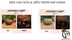 BỘ ĐÈN GÁO DỪA VÀ NẾN THƠM MÃ 07 ĐÈN GÁO DỪA TRANG TRÍ VÀ THƯ GIẢN