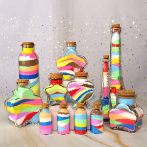 Handmade Glass Flowing Sand Bottle Colorful Sand DIY Materials for Back-To-School Gift Creative Home Decor Lucky Star/Bottle