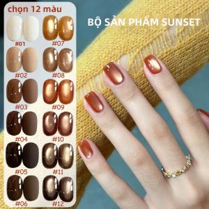 Sơn Móng Tay Gel Mắt Mèo Hạt Thủy Tinh WS Thu Đông Vàng Đen Trắng 1-12 Chiếc Hiệu Ứng Tinh Thể Làm Trắng Phổ Biến 10ml