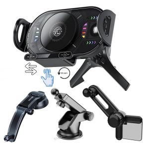 ที่ชาร์จโทรศัพท์ไร้สายในรถยนต์อเนกประสงค์ 15W รุ่น 90 °   ขาตั้งแบบหมุนได้สำหรับ Samsung Galaxy Fold 6 5 4 3 Z Flip S25 S24 Iphone 17 16