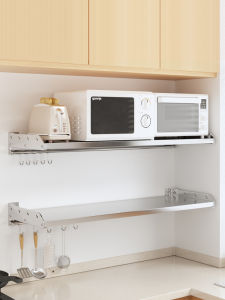 Kitchen Wall Mounted Storage Rack 304 Stainless Steel Microwave Oven Oven Stand Multi Functional Home Wall Hanging Shelf