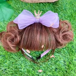 Bờm Tóc Giả Cho Bé Gái Nơ Vương Miện Kèm Tóc Mái Ngang Và Búi 2 Bên