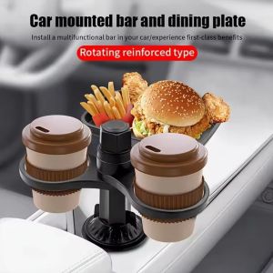 360° Rotation Car Cup Holder Expander Tray Detachable Car Beverage Storage Rack Cup Holder Food Trays Eating Tray Table