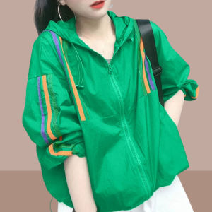 Summer 2025 Womens Thin Ice Silk Outdoor Breathable Sun Protection Clothing Large Size Trendy Loose Fit Long Sleeve Hoodie