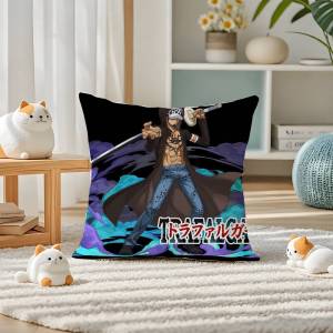 Bandai | One Piece Monkey D Luffy Anime Plush Pillow Cover Soft Short Plush Cushion Cover For Sofa Bedroom Home Decor Gift Decoration