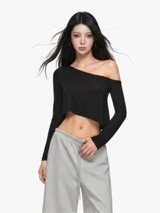qiaocong | Áo Thun Dễ Thương Kiểu Quai Ngang Phong Cách Spicy-Girl