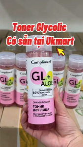 Toner Compliment 10% Glycolic Acid & Aloe cấp nước dưỡng ẩm làm da căng bóng sáng mịn 200ml