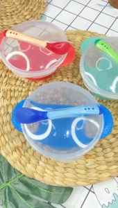 Mangkok Anti Slip Alat Makan Bayi Mangkok Set Bayi Anti Tumpah Sensor Panas Tempat Makan Bayi Silicon FREE Sendok Murah Import Sendok Sensor