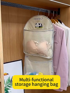 Three-Layer Hanging Underwear Socks And Bra Mesh Storage Bag Suitable for Dormitory And Home Wall Mounted Storage Bags Clothing Sorting And Storage