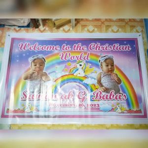 UNICORN Tarpaulin (FreeLayout) banner backdrop decoration party birthday christening baptism baby kids girls