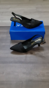 [ẢNH THẬT-FREESHIP] Giày cao gót nữ quai sau ROSATA RO722 - 6p - Đen Hồng - HÀNG VIỆT NAM-BKSTORE