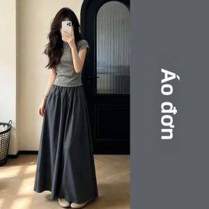 PEIZIXUAN | Bộ Áo Thun và Váy Màu Xám cho Mùa Hè