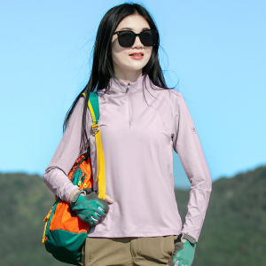 Áo Thun Nhanh Khô Ice Silk Dài Tay Cho Nữ Áo Thun Chạy Bộ Leo Núi Thoáng Khí Chống Tia UV Mùa Hè Đồ Thể Thao Ngoài Trời