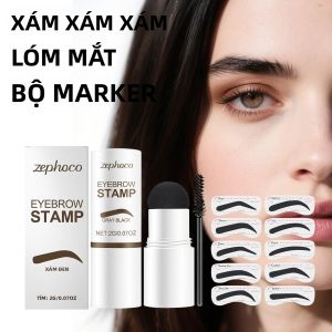 Bộ Dụng Cụ Dán Chân Mày Chống Thấm Nước Màu Xám/Đen - Kiểu Tự Nhiên Lâu Trôi Dễ Dùng Cho Người Mới Bắt Đầu Có Khuôn Và Cọ Phấn