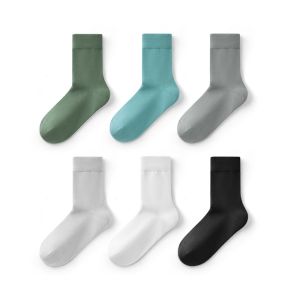 YOUKESHU | ถุงเท้าผ้าฝ้ายระบายอากาศได้ดีสำหรับผู้ชาย ทรงกลาง บาง ป้องกันแบคทีเรีย ป้องกันกลิ่น ถุงเท้าฤดูร้อน ถุงเท้ากันลื่น 6 คู่