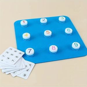 Interactive Number Matching Felt Board Toy - 9 Screw-On Caps with 14 Number Pattern Cards Montessori Math Learning Tool for Kids Enhances Early Numeracy Skills and Hand-Eye Coordination