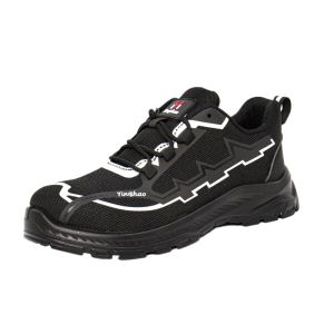 Anti Static Safety Shoes Anti Smash Anti Puncture PU Injection Flyknit Work Boots Lightweight Protective Footwear for Men