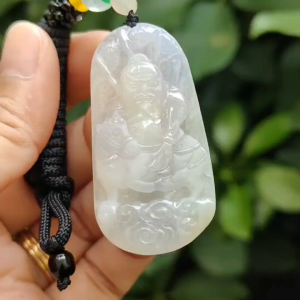 Crafted as Guan Gong Riding Horse on Natural Type A Jadeite Jade as Pendant - SG Ready Stocks - certificate weighs 14.54 grams measurement 48.7 * 25.1 * 6.7 mm (pendant328)