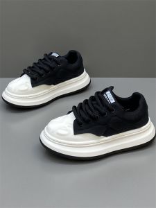 Retro Mens Shoes Thick Bottom Heightening Sports Casual Shoes All-Match Trendy Low-Top Canvas Shoes for Young Men