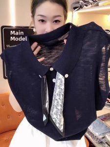 BINKAFENNY | Extra Large Loose Polo Neck Silk Scarf Short Sleeve Knitted Shirt Women Summer Plus Size High End Feeling Top Korean Style Commute Fashion