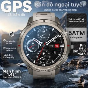 GUHUAVMI | Đồng Hồ Thông Minh AMOLED 1.43 Inch Mới Với GPS 6 Sao Bản Đồ HD Ngoại Tuyến Gọi Bluetooth La Bàn Máy Đo Độ Cao Dành Cho Thể Thao Ngoài Trời