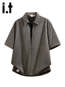 izzue | Stripe Layered Look Summer Loose Leisure Polo Shirt