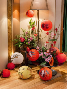 Wedding Lantern Decorations Red Double Happiness Character New Home Bedroom Living Room Decoration for Groom And Bride