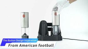 ชุดเครื่องบดไฟฟ้า สำหรับเกลือและพริกไทย เครื่องบดไฟฟ้า 2 in 1 เครื่องโม่เกลือพริกไทยอัตโนมัติ แบบชาร์จไฟได้ ใช้ยาว สแตนเลส แข็งแรง Electric salt and pepper mill set with upgraded charging base and LED lights rechargeable adjustable roughness mill set