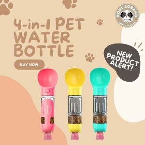 ✅[SG] 4-in-1 WATER BOTTLE FOR DOG AND CAT ★ FREE Enrichment Tips & Ideas e-Guide Worth $7★ Convenient ★ SG Stock ★ Kopi Lobang ★ For Dog Cat ★ Perfect for Gift