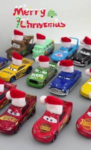 hot toys | Hot Cars Christmas Hat Series Lightning McQueen Mater Alloy Racing Car Toy Gift for Boy