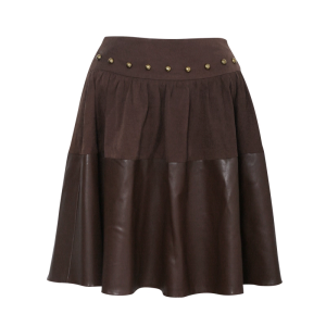 LIANGSANSHI | Chân Váy Mini Da Caramel Phong Cách Retro