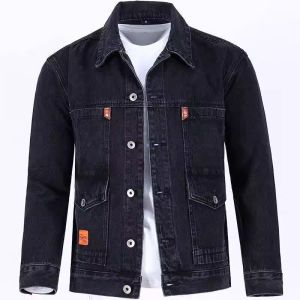 Mens Winter Thickened Fleece Lined Denim Jacket Warm Wear Resistant Windproof Large Size Loose Fit Jeans Style Coat with Multiple Pockets