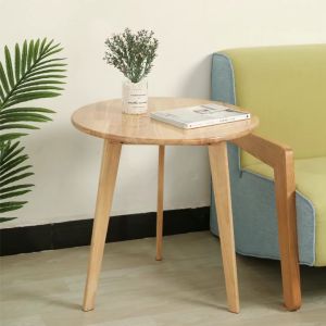 HomeFurni Solid Wood Round Table with Stool Set Nordic Style Coffeee Table Coffee Shop Dining Table Modern Sofa Side Table Bedside Table