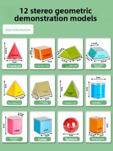 MONLEYTA | Transparent 3D Geometric Model Perspective Decomposition Graphical Teaching Aids Primary School Full Set Mathematics Model