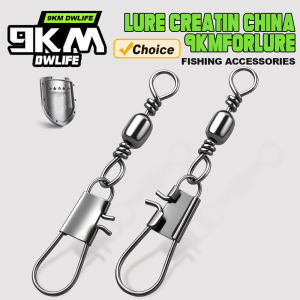 9KM 50Pcs Barrel Swivels with Interlock Snap Trolling Fishing Lure Connector Freshwater Saltwater Fishing Tackle