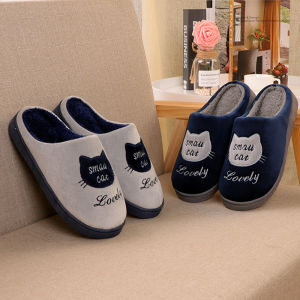 Couples Cotton Slippers Indoor Home Use Warmth Autumn Winter Thick Heel Support Indoor Outdoor Anti-Slip Cute Style Men Women