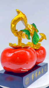 Chinese Resin Lucky Charm Persimmon Decor Feng Shui Ornament Symbolizing for Year and Housewarming