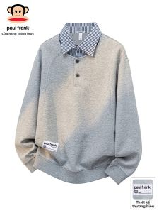 Paul Frank | Áo Sweater Dáng Rộng Thiết Kế Ghép Miếng Cổ Áo Sơ Mi Phong Cách Dễ Thương cho Mùa Thu