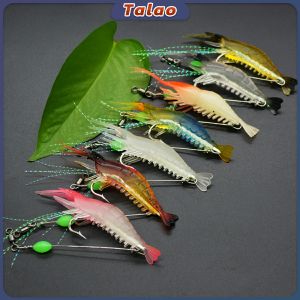 Talao 1PCS Soft Prawn Shrimp Swivel Wobbler Hook Luminous Silicon Soft Artificial Bait With Hooks