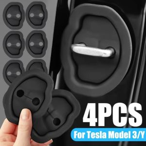 1/4PCS Car Door Latch Cover Shock Absorber Thickened Door Silent Buffer Anti-Collision Sticker Protective Pad Modification Accessories Suitable for Tesla Model 3/Y