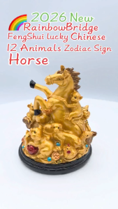 Rainbow Bridge Zodiac Animals Statue FENG SHUI LUCKY 2026 Horse New model H11cm Feng Shui Home Décor Beliefs & Religious Decoration Lucky